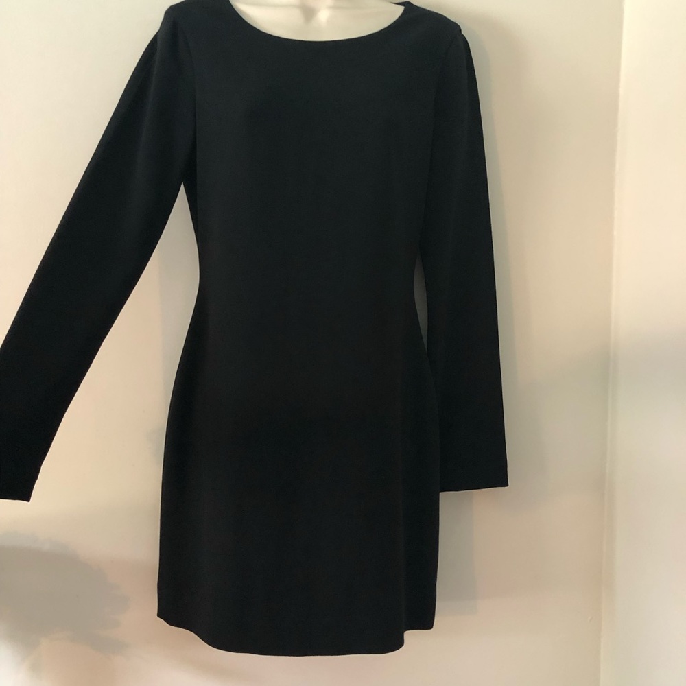 Diane von Furstenberg Black Giada Crepe Long Sleeve Mini Dress DVF Size 4 - Picture 7 of 16